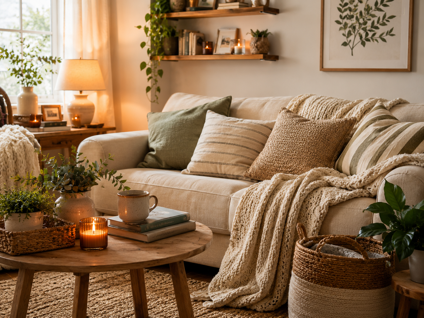 Cozy home decor and kitchen essentials in a warm modern home